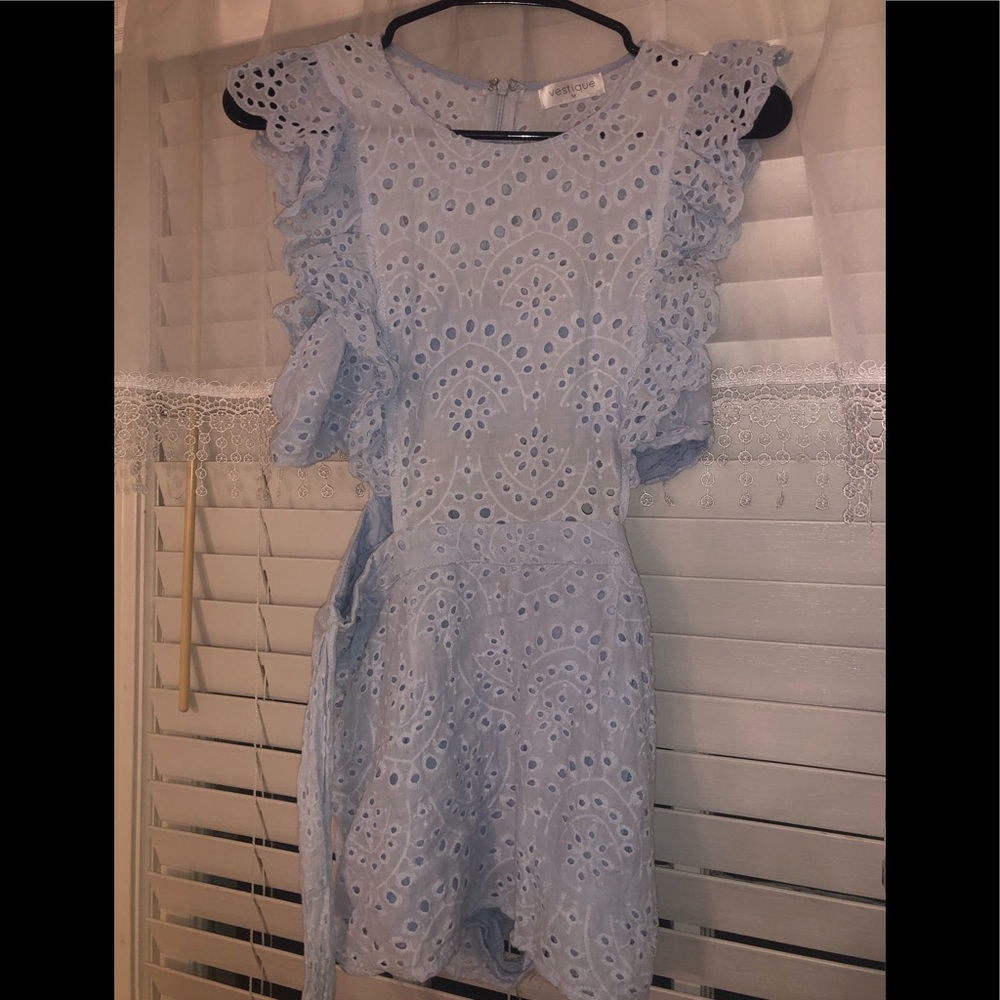 Blue eyelet romper